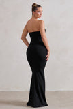 Carrie Black Sweetheart Neckline Maxi Dress With Statement Tie