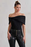 Lillian Black Bardot Bow Detail Bodysuit