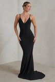 Endless Love Black Backless Knot Detail Fishtail Maxi Dress