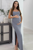 Aurelia Grey Maternity Cami Maxi Dress With Split