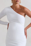 Paloma White Maternity One Sleeve Asymmetric Maxi Dress