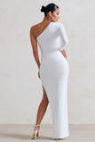 Paloma White Maternity One Sleeve Asymmetric Maxi Dress