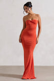 Wild Fantasy Orange Bandeau Sweetheart Maxi Dress