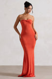Wild Fantasy Orange Bandeau Sweetheart Maxi Dress