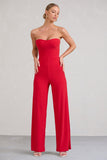 Janon Red Sweetheart Bandeau Jumpsuit