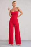 Janon Red Sweetheart Bandeau Jumpsuit