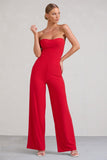 Janon Red Sweetheart Bandeau Jumpsuit
