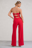 Janon Red Sweetheart Bandeau Jumpsuit