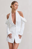 Your Night White Plunge Draped Blazer Dress