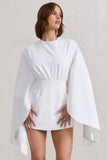 Presley White Backless Skort Playsuit With Cape