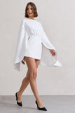 Presley White Backless Skort Playsuit With Cape