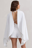 Presley White Backless Skort Playsuit With Cape
