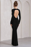 Starring Black Long-Sleeve Backless Maxi Dress