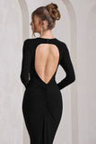 Starring Black Long-Sleeve Backless Maxi Dress