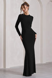 Starring Black Long-Sleeve Backless Maxi Dress