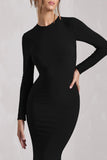 Starring Black Long-Sleeve Backless Maxi Dress