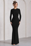 Starring Black Long-Sleeve Backless Maxi Dress