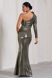 Rosepetal Silver Metallic Asymmetric Maternity Maxi Dress With Flower