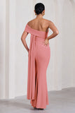 Real Love Blush Pink Bardot Split Maternity Maxi Dress With Drape Detail