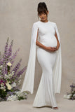 Divine Timing White Maternity Maxi Dress With Cape Sleeves