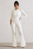 Vesper White Sequin Wide-Leg Jumpsuit