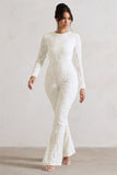 Vesper White Sequin Wide-Leg Jumpsuit
