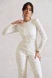 Vesper White Sequin Wide-Leg Jumpsuit