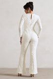 Vesper White Sequin Wide-Leg Jumpsuit