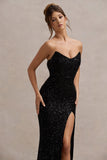 Adalee Black Sequin Strapless Maxi Dress