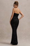 Adalee Black Sequin Strapless Maxi Dress
