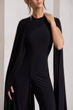 Harley Black Straight-Leg Jumpsuit With Cape Sleeves