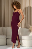 Oakley Burgundy Strappy Square-Neck Split Maternity Maxi Dress