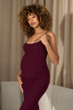 Oakley Burgundy Strappy Square-Neck Split Maternity Maxi Dress