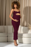 Oakley Burgundy Strappy Square-Neck Split Maternity Maxi Dress
