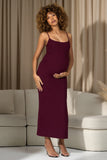 Oakley Burgundy Strappy Square-Neck Split Maternity Maxi Dress