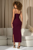 Oakley Burgundy Strappy Square-Neck Split Maternity Maxi Dress