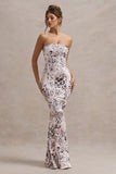 Ceremony Leopard Print Bandeau Fishtail Maxi Dress