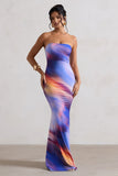 Ceremony Abstract Print Bandeau Fishtail Maxi Dress