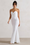 Idyllic Cream Strapless Corset Style Fishtail Maxi Dress
