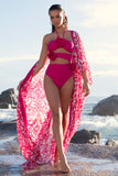 Breathe Pink Porcelain Print Chiffon Long-Sleeved Cover Up