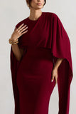 Padma Berry Draped Maxi Dress With Cape Sleeves