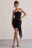 Jesse Black Ruched Mini Dress With Knot Detail
