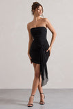 Jesse Black Ruched Mini Dress With Knot Detail