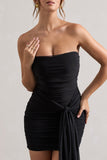 Jesse Black Ruched Mini Dress With Knot Detail