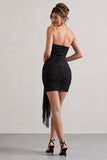 Jesse Black Ruched Mini Dress With Knot Detail
