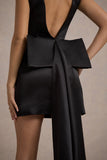 Peace Black Satin Mini Dress With Drape Detail