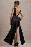 Peace Black Satin Mini Dress With Drape Detail