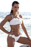 Relaxation White Bikini Bottoms With Corsages