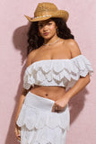 Breathtaking White Broderie Ruffled Bardot Crop Top
