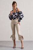 On Stage Champagne Cropped Capri Pants With Knot Detail